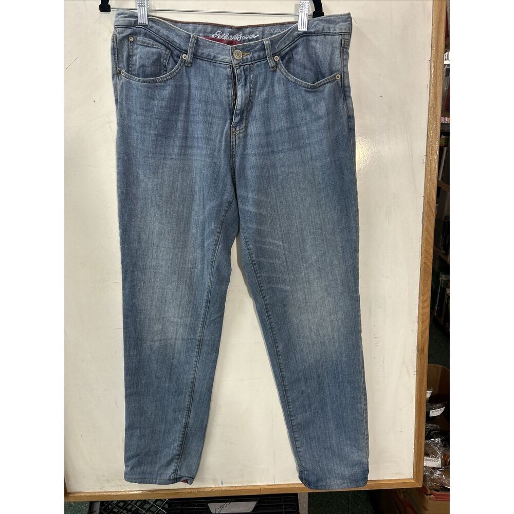 Eddie Bauer Jeans 33x30 Blue Flannel Lined Boyfriend Relaxed Fit Straight